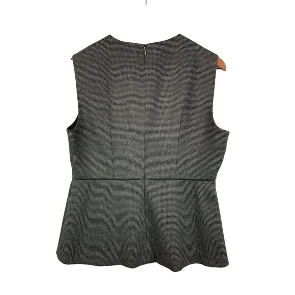 Hugo Boss Womens Sleeveless Peplum Top Size L Black & White Houndstooth Pattern - Picture 3 of 5